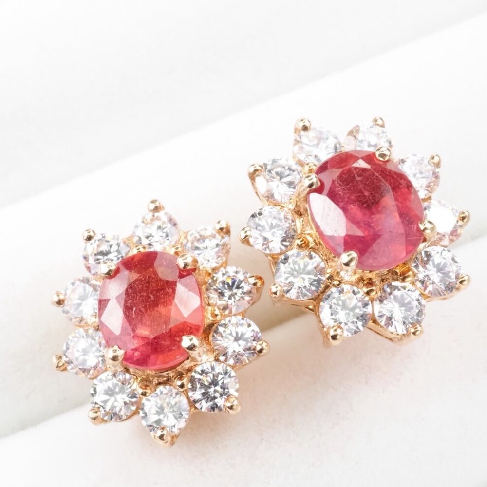 Elegant Red Ruby Earrings 925 Sterling Silver Ros… - image 2